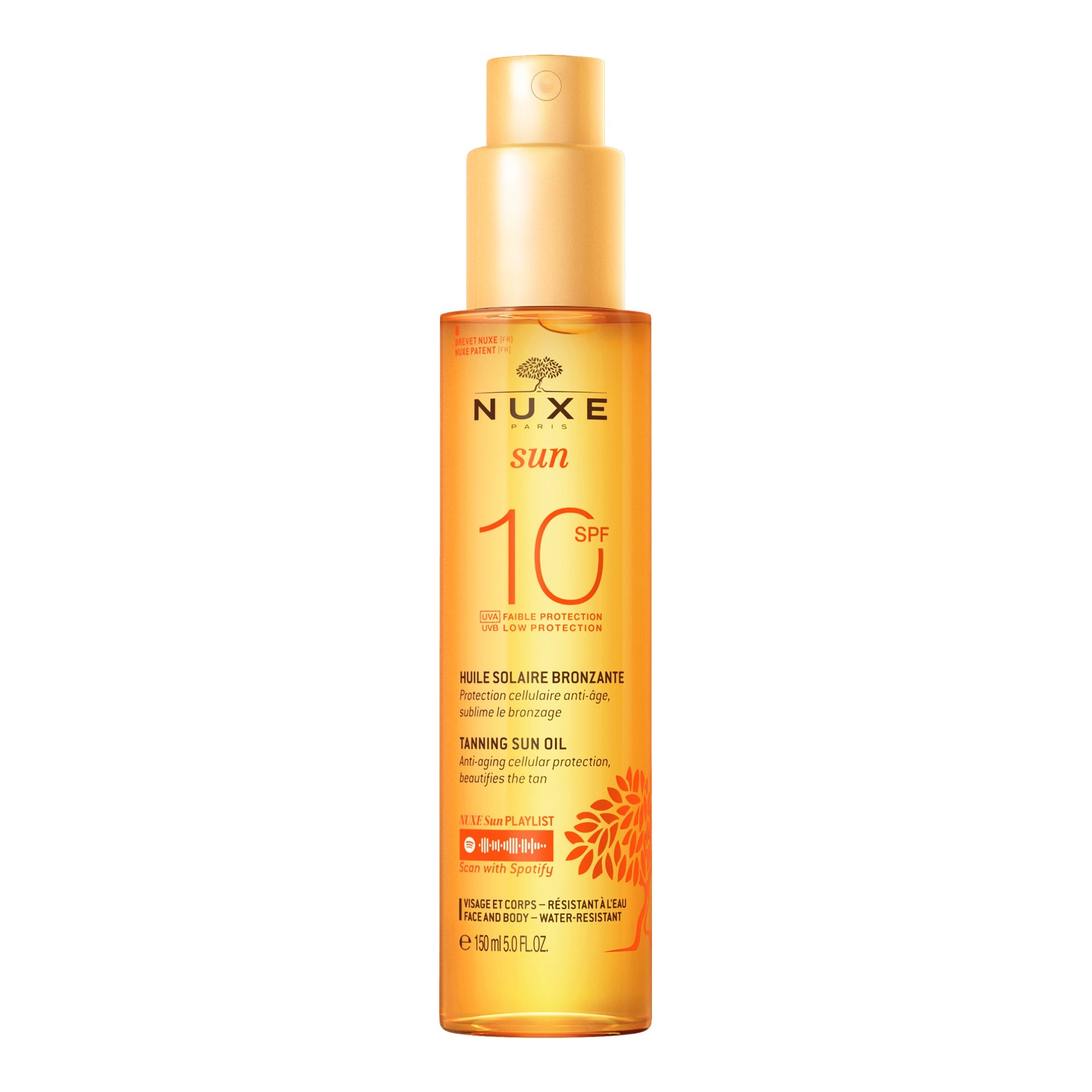 Huile Solaire Bronzante Faible Protection SPF10 visage et corps - NUXE