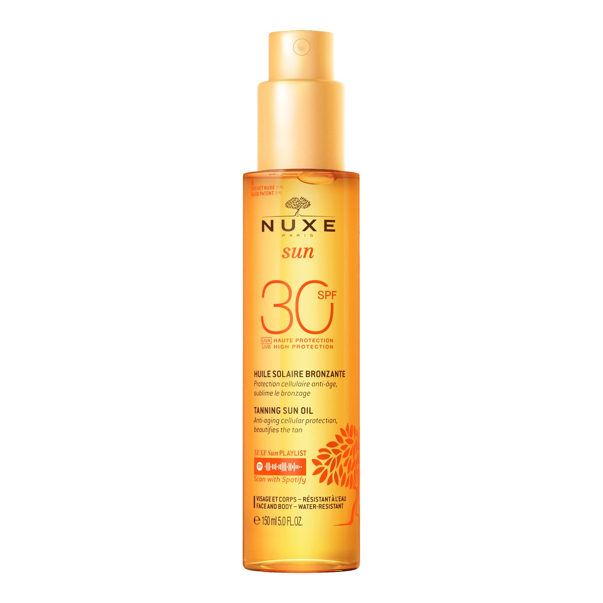 Huile Solaire Bronzante Haute Protection SPF30 visage et corps - NUXE