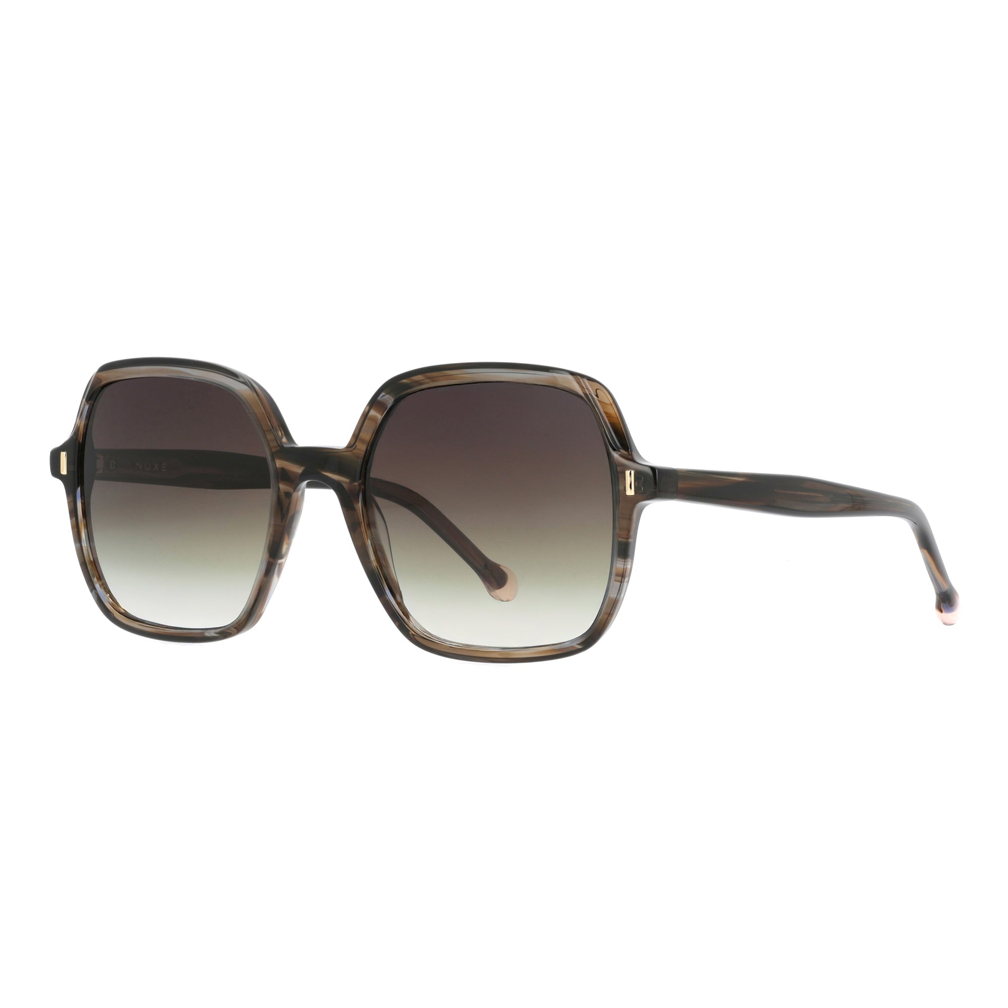 Lunettes de soleil Soyeuse - Ecaille rayée gris et brun - NUXE